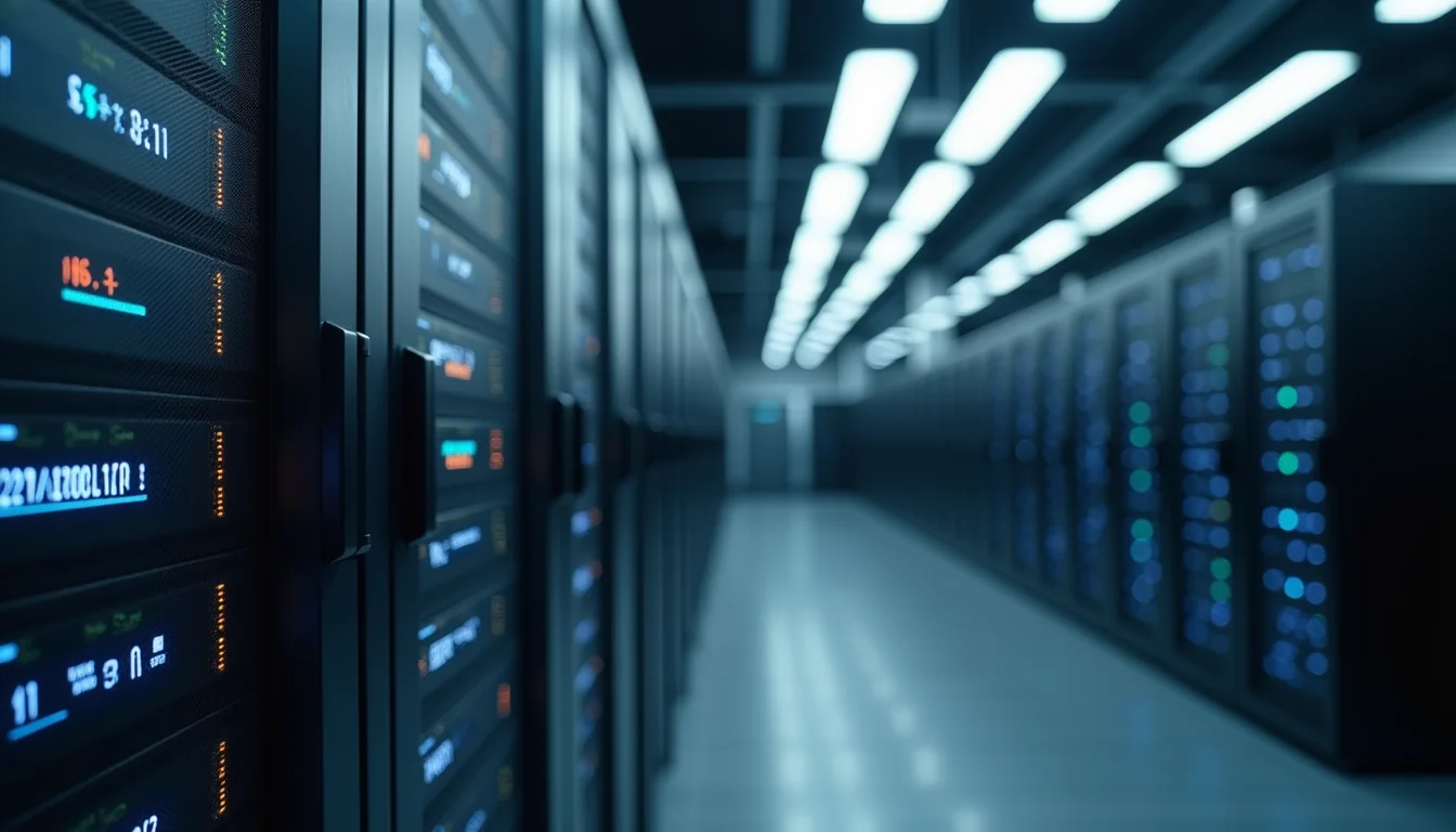 Close-up view of a secure server room with healthcare data storage